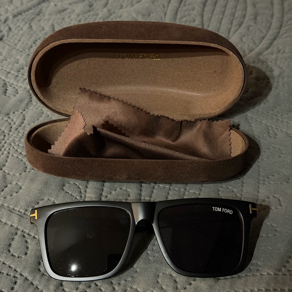 Tom Ford Black Sunglasses with Brown Case